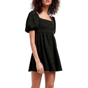 free people violet puff sleeve mini dress